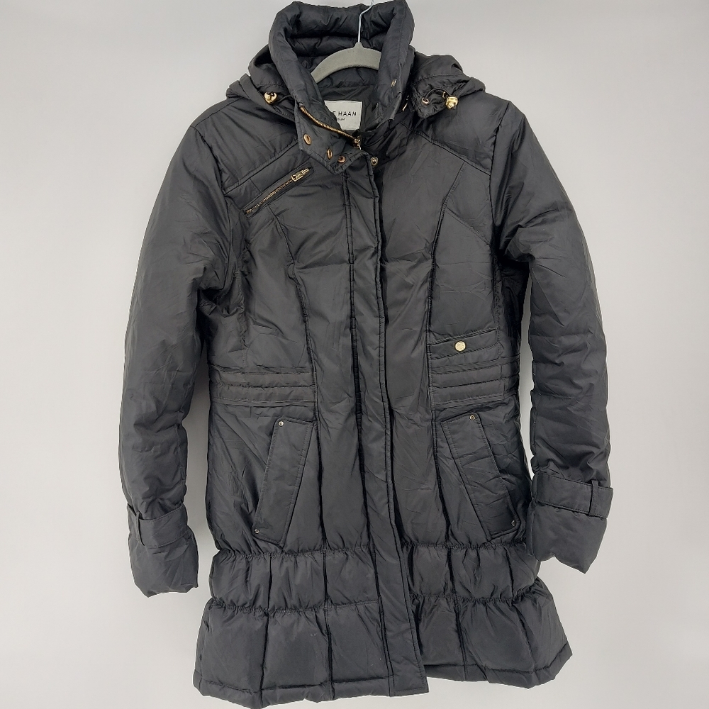 COLE HAAN Black Box-Quilt Down Puffer Coat Size Medium